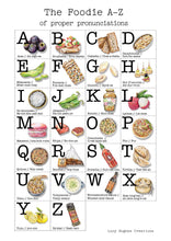 Load image into Gallery viewer, The Foodie A-Z of proper pronunciations print Lucy Hughes Creations