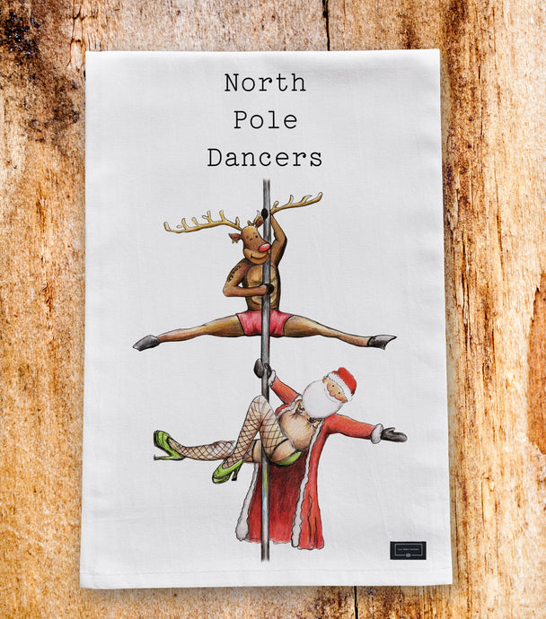 North Pole Dancers Tea Towel - PRE ORDER FOR DELIVERY BEGINNING OF OCTOBER tea towel Lucy Hughes Creations 