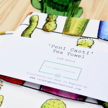 Load image into Gallery viewer, Peni Cacti Tea Towel (P&amp;P included) // SOLD OUT // PRE ORDER FOR JAN 2022 tea towel Lucy Hughes Creations 
