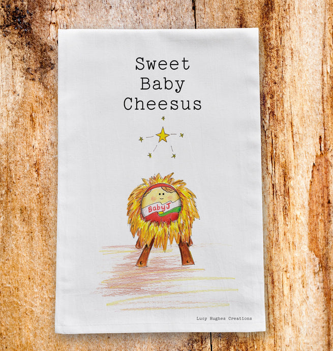 Baby Cheesus Tea Towel (P&P included) tea towel Lucy Hughes Creations 