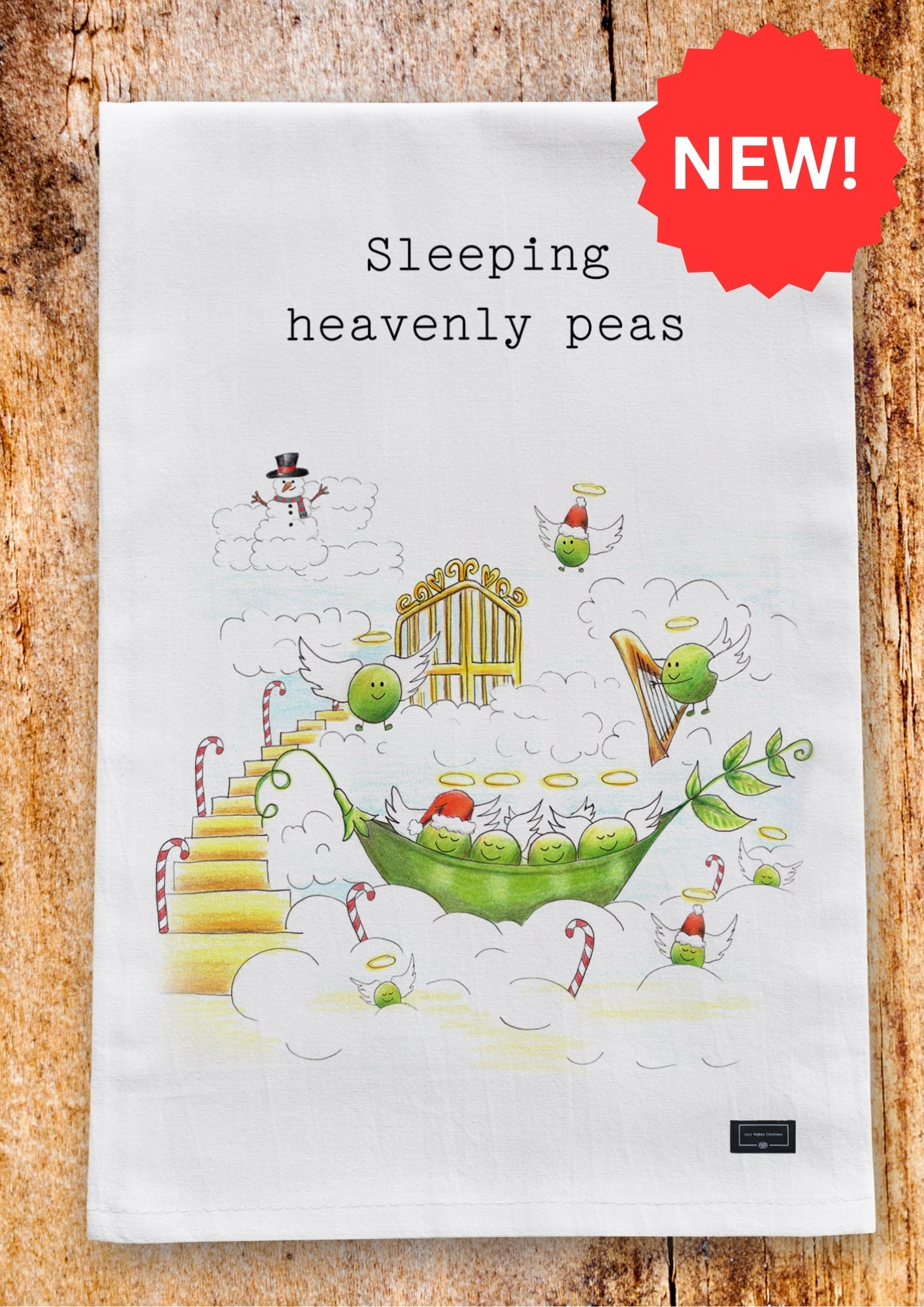 Heavenly Peas Tea Towel - PRE ORDER FOR DELIVERY MID NOVEMBER tea towel Lucy Hughes Creations 