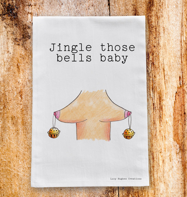 Jingle Bells Tea Towel (P&P included) /// SOLD OUT!! /// Pre-order for delivery beginning of December tea towel Lucy Hughes Creations 