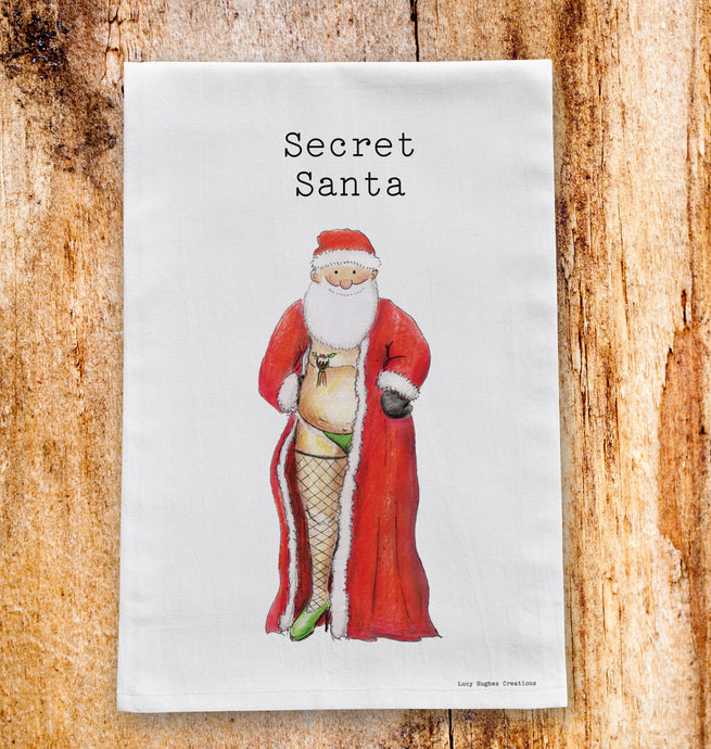 Secret Santa Tea Towel (P&P included) // SOLD OUT! PRE ORDER FOR DELIVERY BEGINNING OF DECEMBER 2021 tea towel Lucy Hughes Creations 