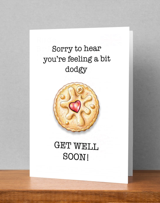 'Sorry to hear you're feeling dodgy' Card (Large / A5) Greeting & Note Cards Lucy Hughes Creations 