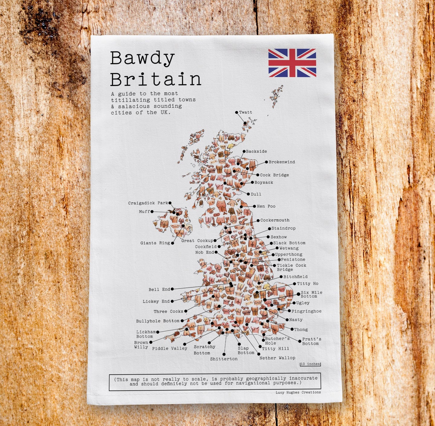 TEA TOWEL - ‘Bawdy Britain’ Tea Towel (P&P included) // Pre order for delivery Jan 2022 tea towel Lucy Hughes Creations 